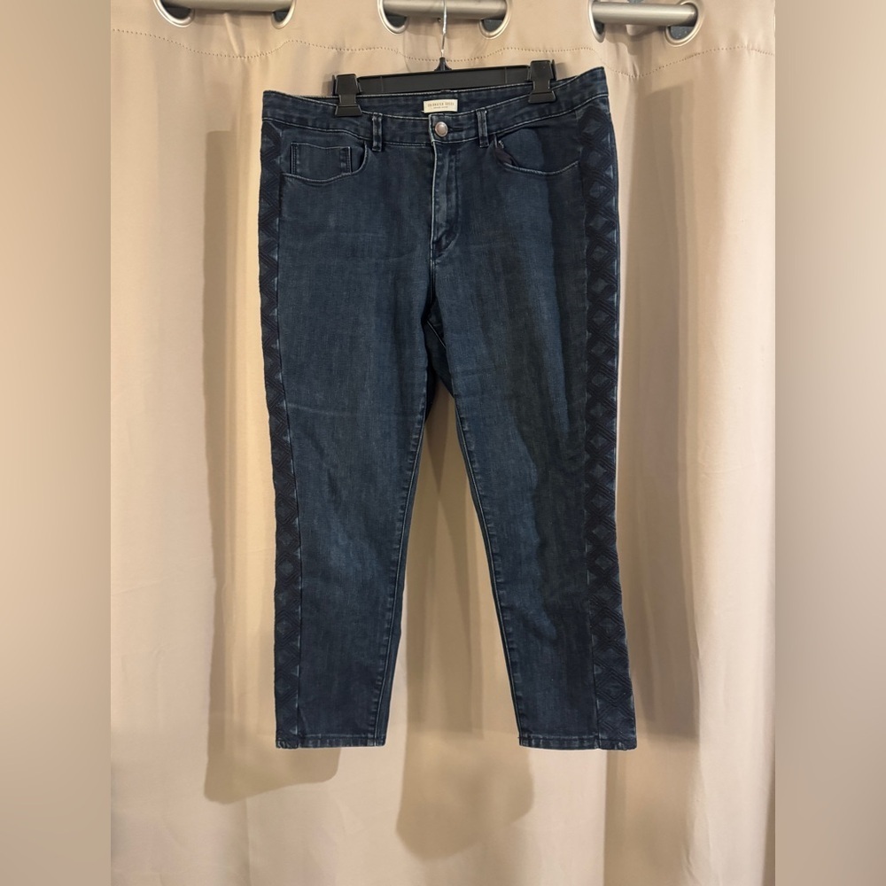 Coldwater Creek Women’s  Dark Blue Ankle Jeans with Side Chevron Detail
